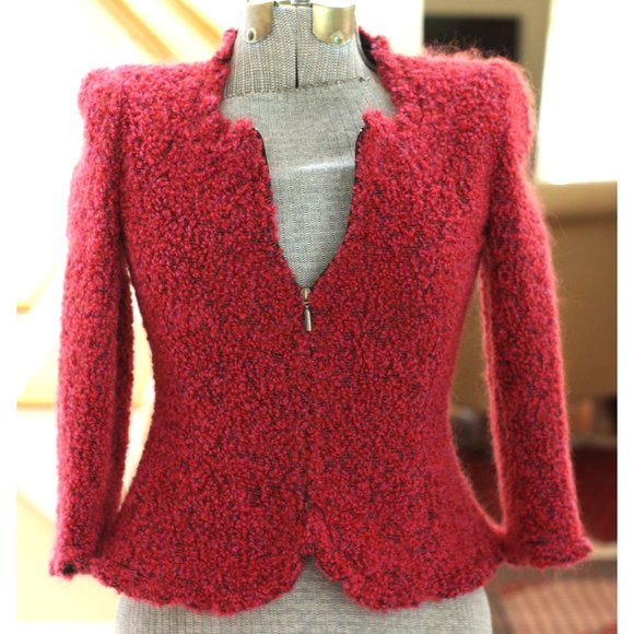 Armani Collezioni Jackets & Blazers - ARMANI COLLEZIONI Magenta Boucle Jacket Blazer